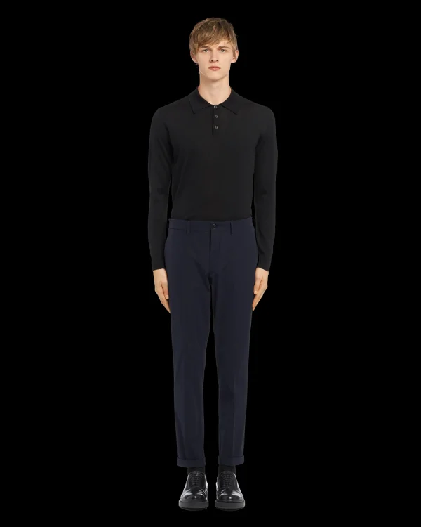 Trousers And Bermudas*Prada Light technical stretch pants Navy