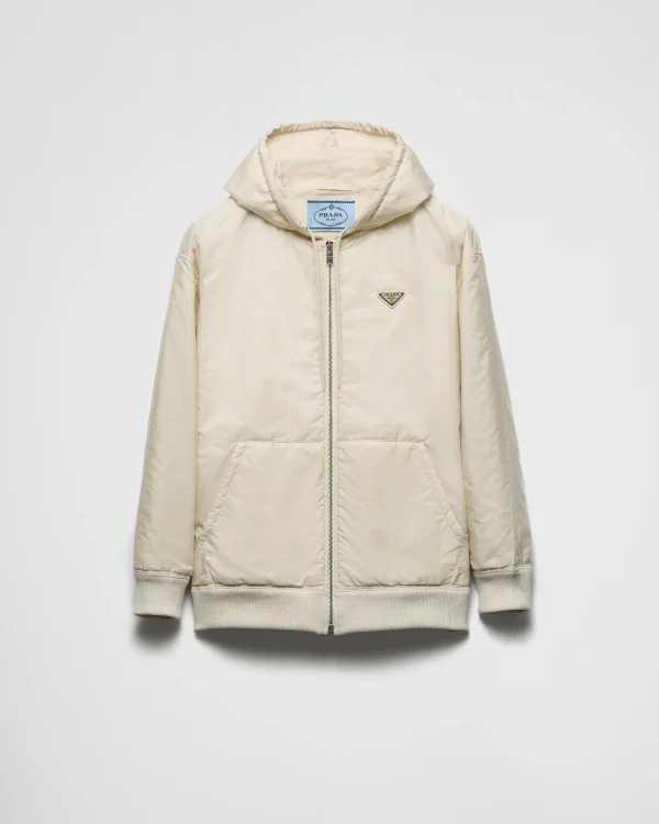 Outerwear*Prada Lightweight hooded Re-Nylon blouson jacket Cream