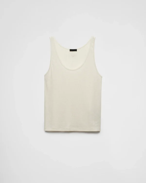 T-shirts And Polo Shirts*Prada Linen and cotton tank top Natural