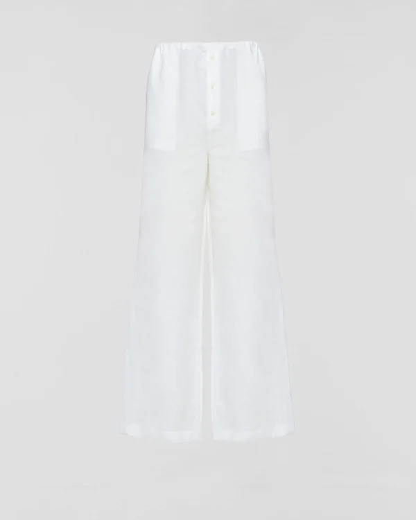 Trousers And Bermudas*Prada Linen pants White