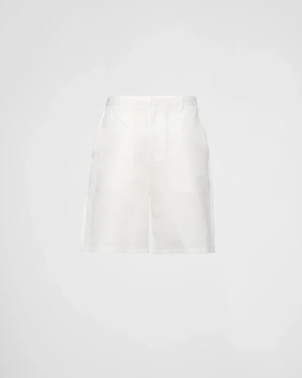 Trousers And Bermudas*Prada Linen-blend Bermuda shorts White