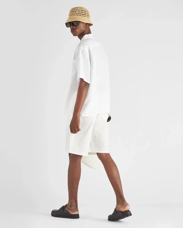 Trousers And Bermudas*Prada Linen-blend Bermuda shorts White