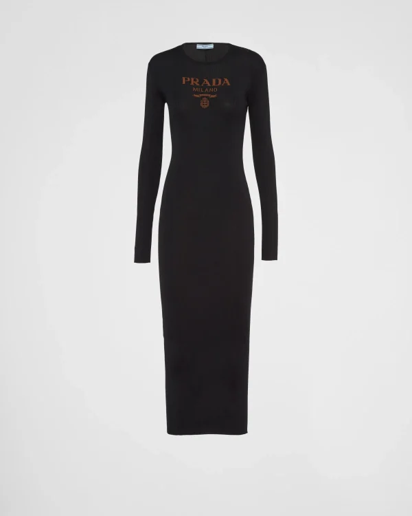 Dresses*Prada Long silk knit dress Black