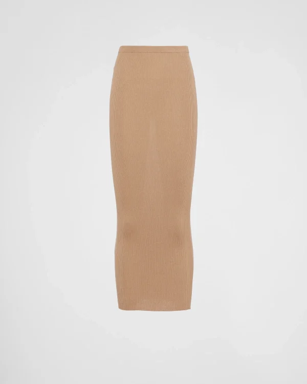 Skirts | Knitwear*Prada Long silk knit skirt Camelbrown