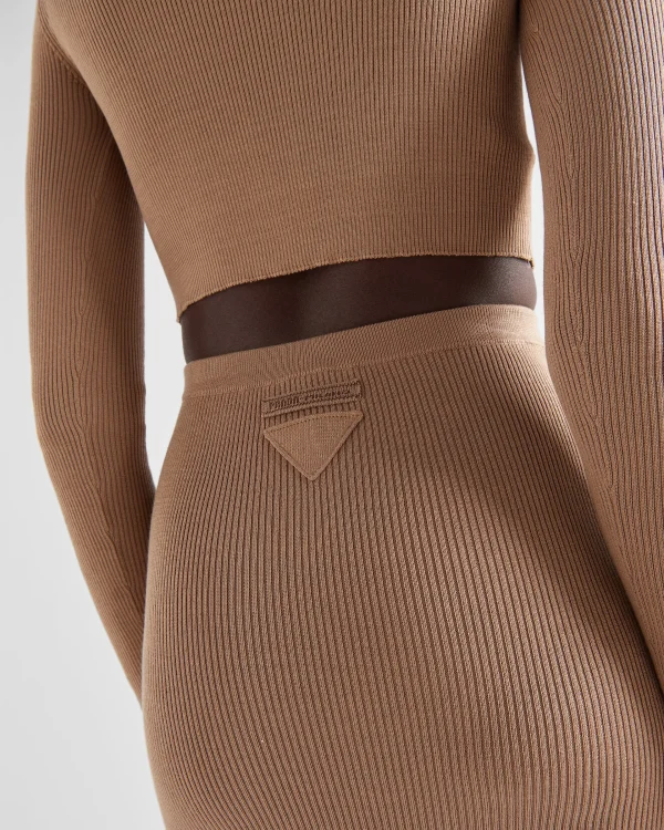 Skirts | Knitwear*Prada Long silk knit skirt Camelbrown