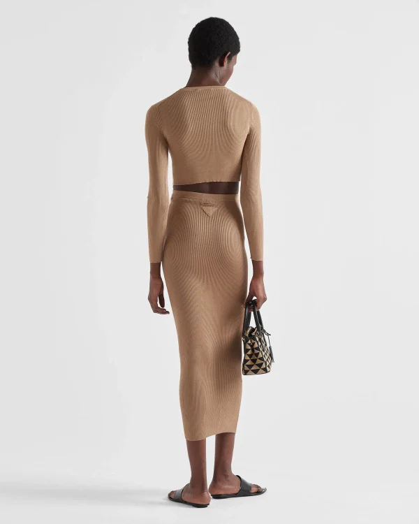 Skirts | Knitwear*Prada Long silk knit skirt Camelbrown