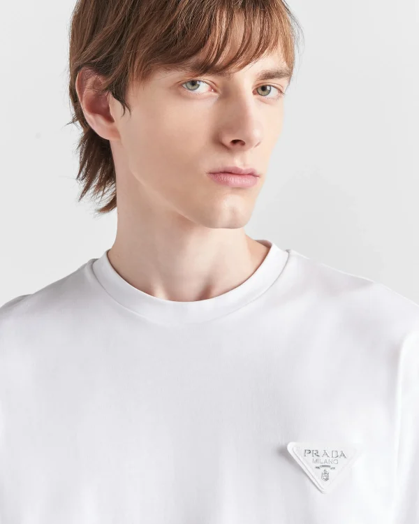 T-shirts And Polo Shirts*Prada Long-sleeved cotton T-shirt White