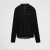 T-shirts And Polo Shirts*Prada Long-sleeved piqué and Re-Nylon polo shirt Black