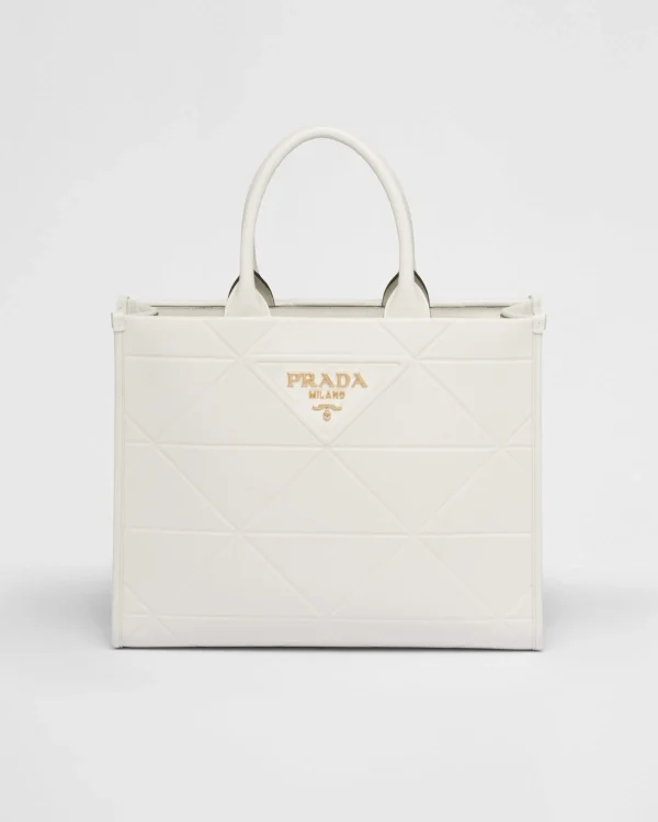 Totes | Totes*Prada Medium leather Symbole bag with topstitching White