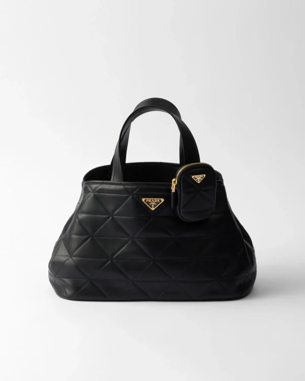 Totes | Totes*Prada Medium leather tote bag with stitching Black