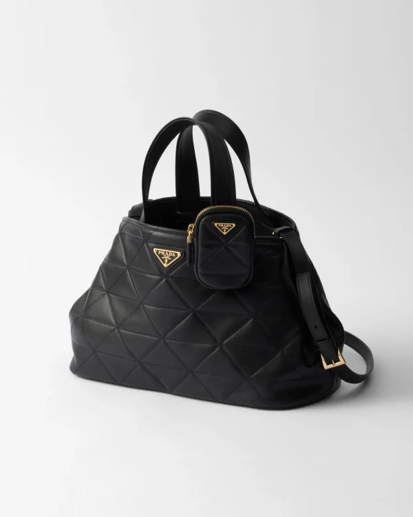 Totes | Totes*Prada Medium leather tote bag with stitching Black