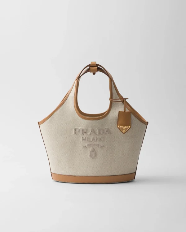 Totes | Totes*Prada Medium linen blend and leather tote bag Natural