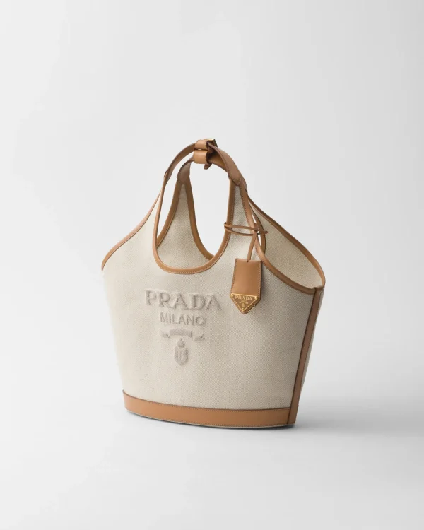 Totes | Totes*Prada Medium linen blend and leather tote bag Natural