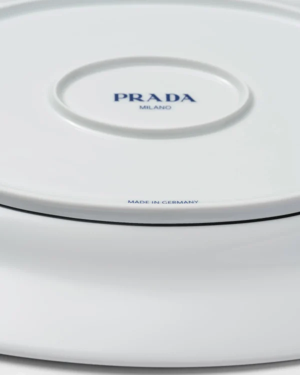 Trays And Table Accessories*Prada Medium porcelain serving plate - Checkerboard White/black