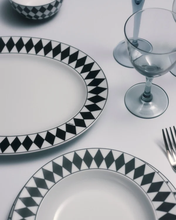 Trays And Table Accessories*Prada Medium porcelain serving plate - Checkerboard White/black