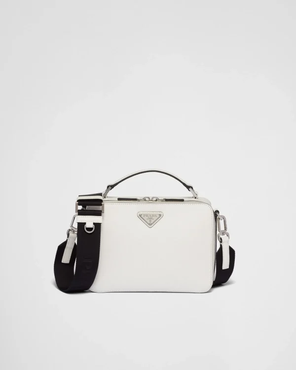 Messenger Bags*Prada Medium Brique Saffiano leather bag White