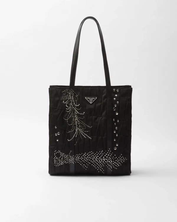 Totes | Totes*Prada Medium Re-Nylon patchwork tote bag with embroidery Black