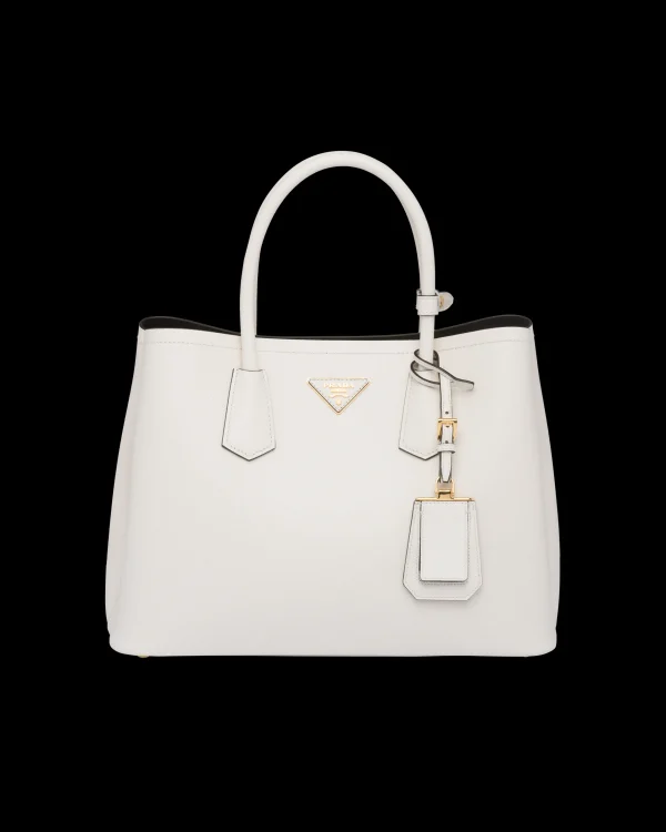 Totes | Totes*Prada Medium Saffiano Leather Double Bag White/black