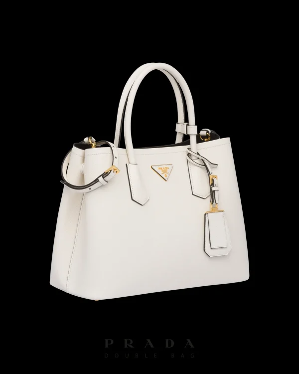 Totes | Totes*Prada Medium Saffiano Leather Double Bag White/black