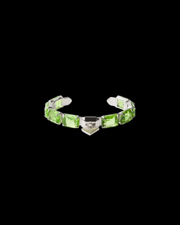 Jewels*Prada Metal bracelet with crystals Ferngreen