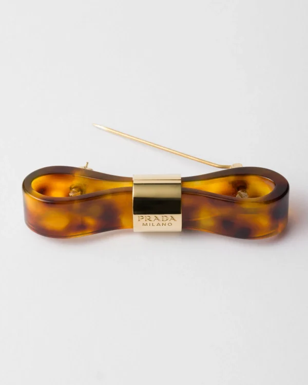 Jewels*Prada Metal brooch Honey/tortoiseshell