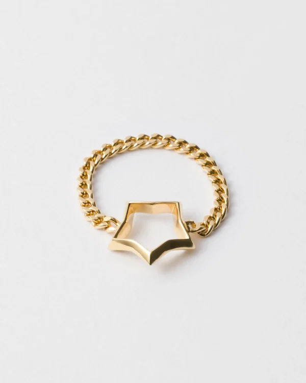 Jewels*Prada Metal chain ring Gold