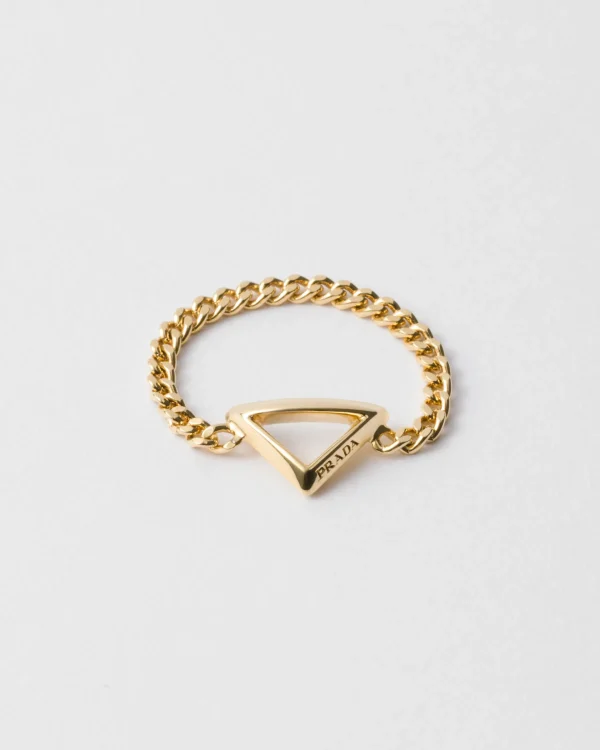 Jewels*Prada Metal chain ring Gold