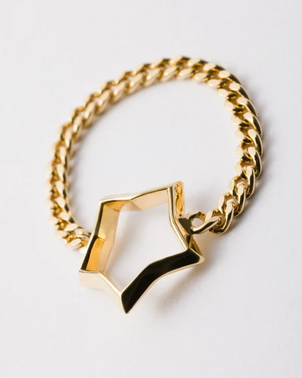 Jewels*Prada Metal chain ring Gold