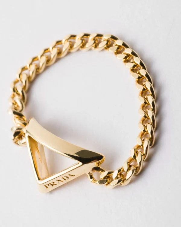 Jewels*Prada Metal chain ring Gold