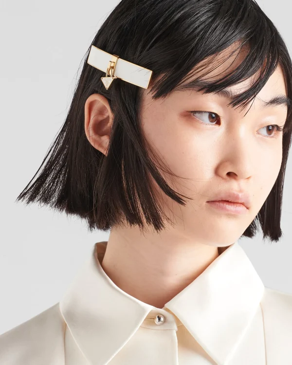 Headbands And Hair Accessories*Prada Metal hair clip White/gold