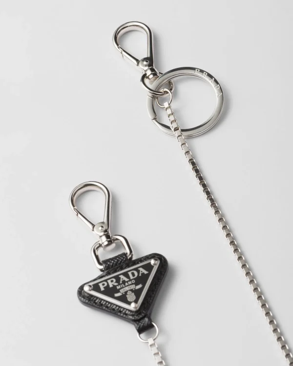 Bag Charms And Keychains*Prada Metal key ring Steelgray