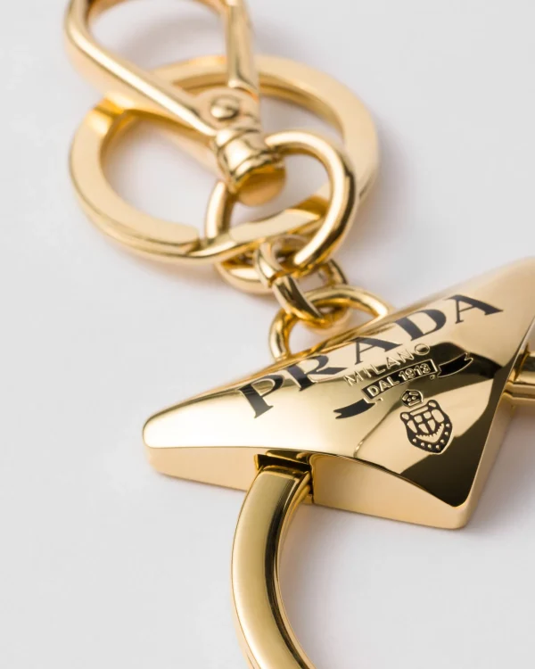 Bag Charms And Keychains*Prada Metal key ring Gold/black