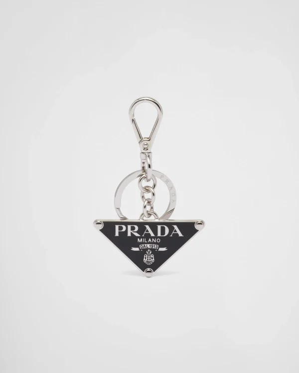 Bag Charms And Keychains*Prada Metal keychain Steel/black