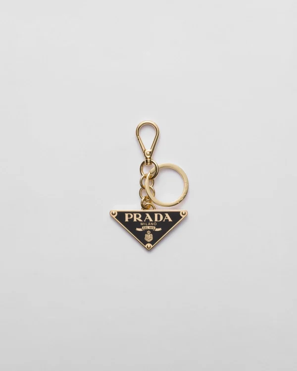 Bag Charms And Keychains*Prada Metal keychain Gold/black