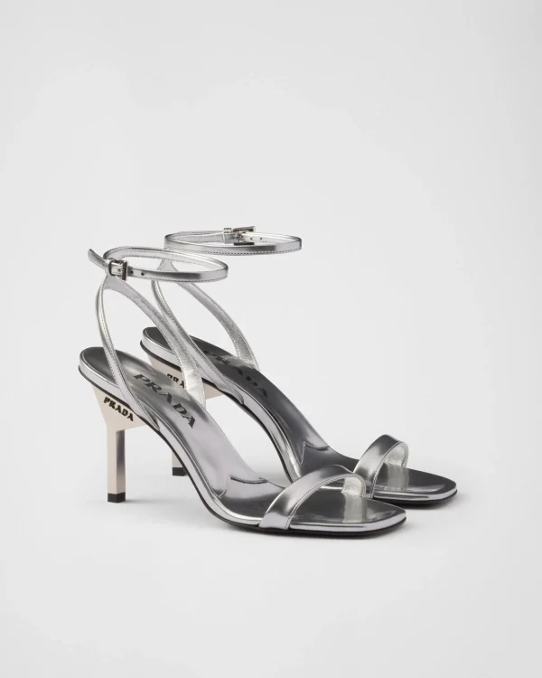 Sandals*Prada Metallic leather sandals Silver