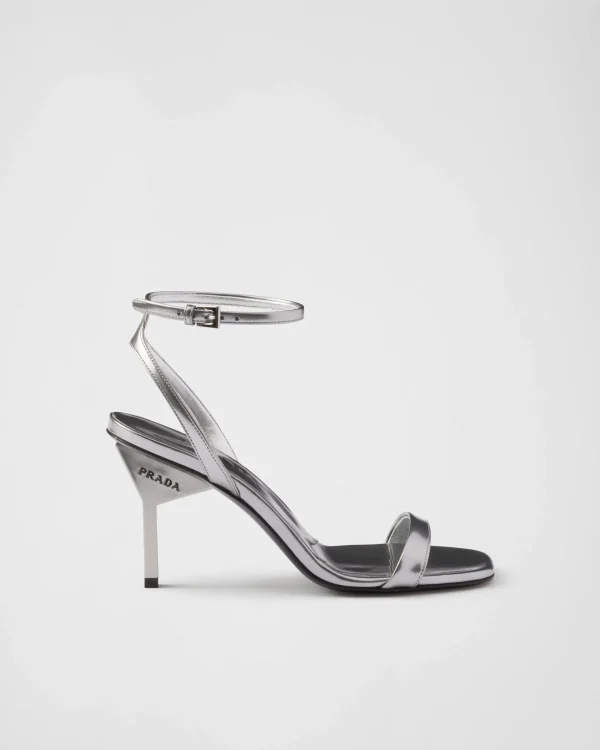 Sandals*Prada Metallic leather sandals Silver