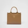 Totes | Totes*Prada Mini Symbole leather bag with stitching Caramel