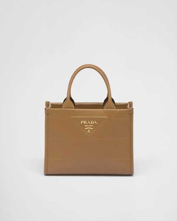 Totes | Totes*Prada Mini Symbole leather bag with stitching Caramel