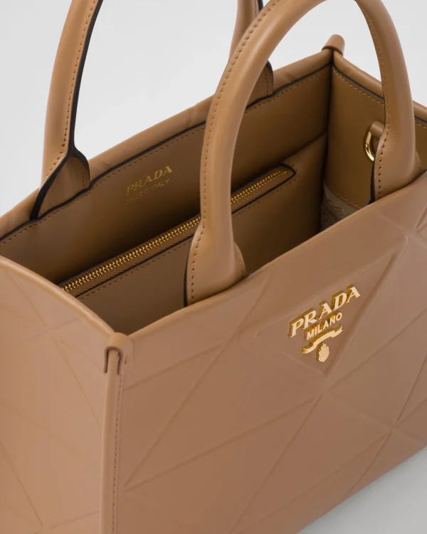 Totes | Totes*Prada Mini Symbole leather bag with stitching Caramel