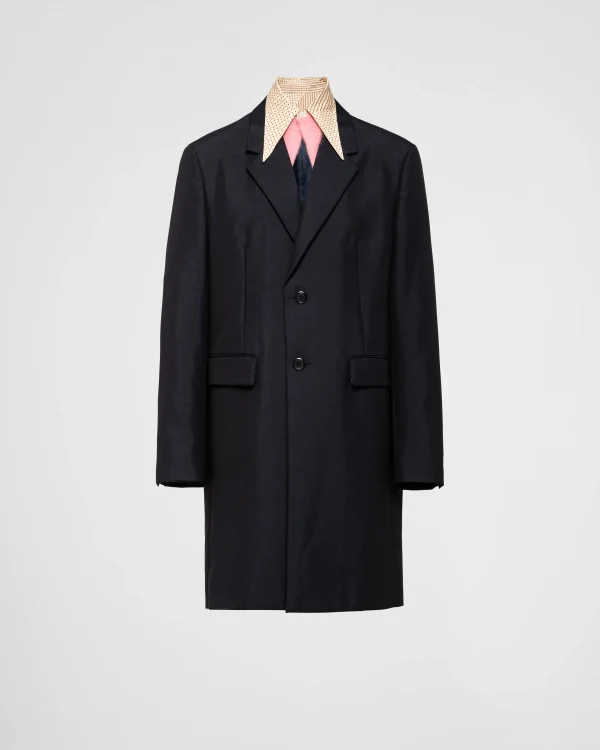 Jackets And Coats*Prada Mohair wool coat with collar Navy