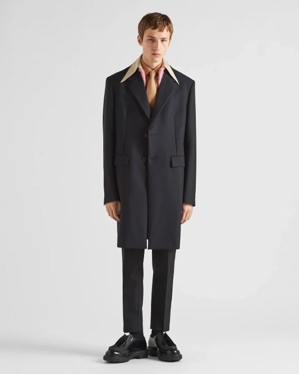 Jackets And Coats*Prada Mohair wool coat with collar Navy