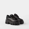 Loafers And Lace-ups*Prada Monolith brushed leather lace-up shoes Black