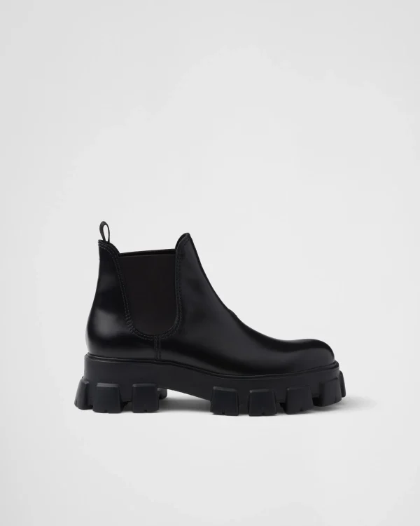 Boots*Prada Monolith brushed leather Chelsea boots Black