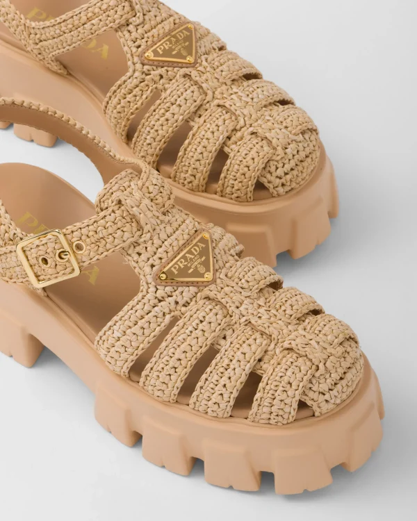 Sandals*Prada Monolith crochet cage sandals Natural