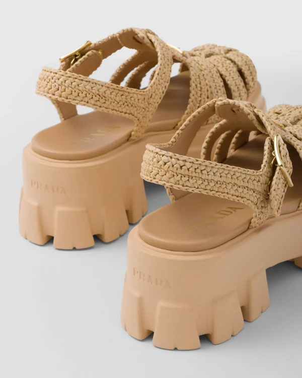 Sandals*Prada Monolith crochet cage sandals Natural