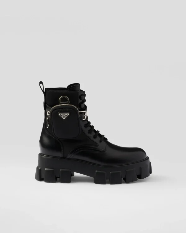 Ankle Boots And Boots*Prada Monolith leather and Re-Nylon boots with pouch Black