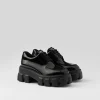 Loafers And Lace-ups*Prada Monolith patent leather lace-up shoes Black