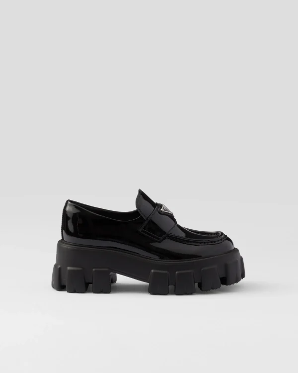 Loafers And Lace-ups*Prada Monolith patent leather loafers Black