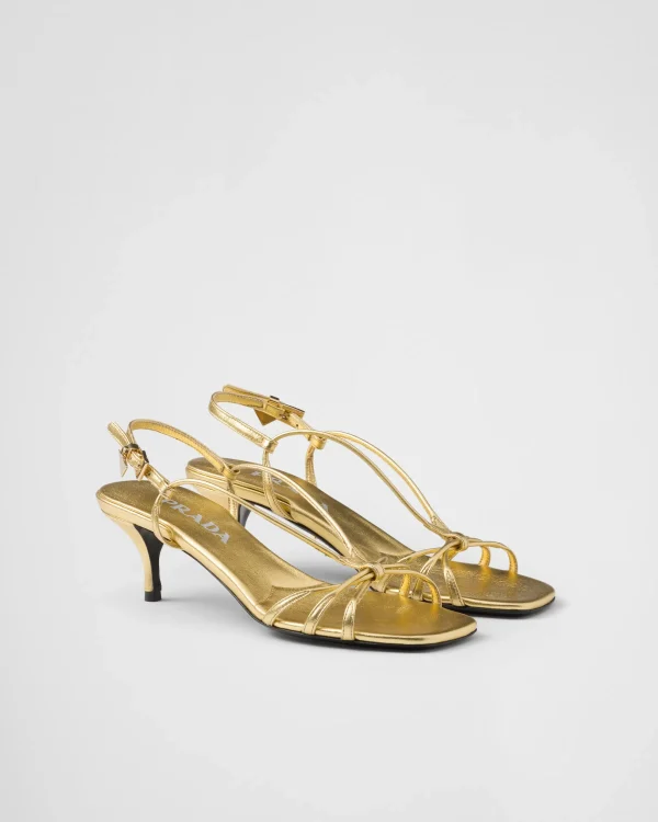 Sandals*Prada Mordoré nappa leather heeled sandals Gold