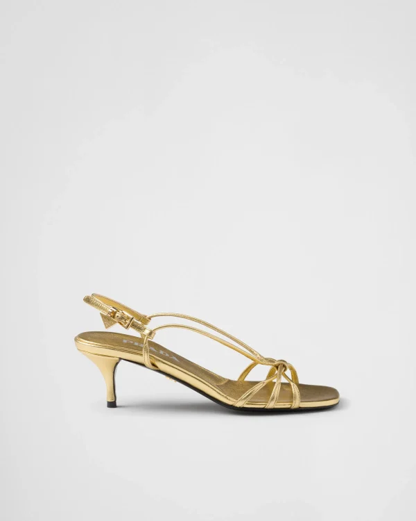 Sandals*Prada Mordoré nappa leather heeled sandals Gold